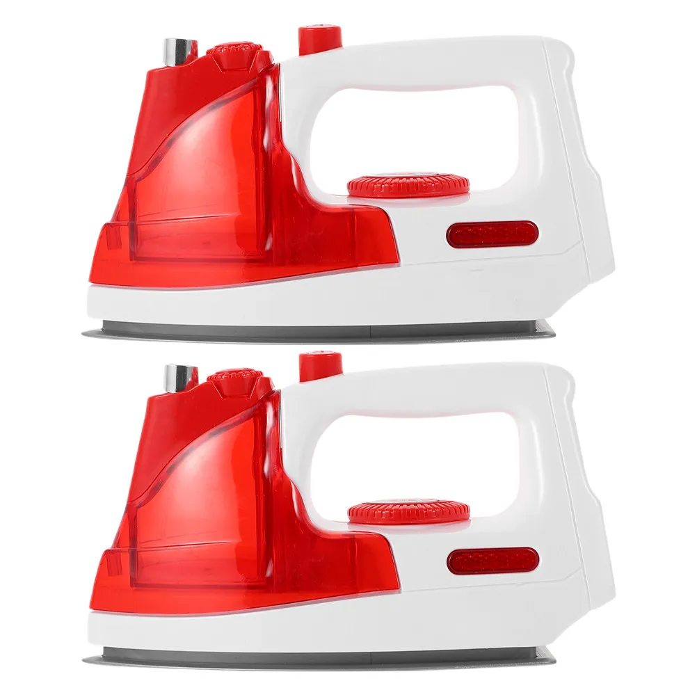2Pcs Simulated Home Appliance Iron for Kids Realistic Pretend Play Equipment with Water Sprayer Promotes Creativity Social