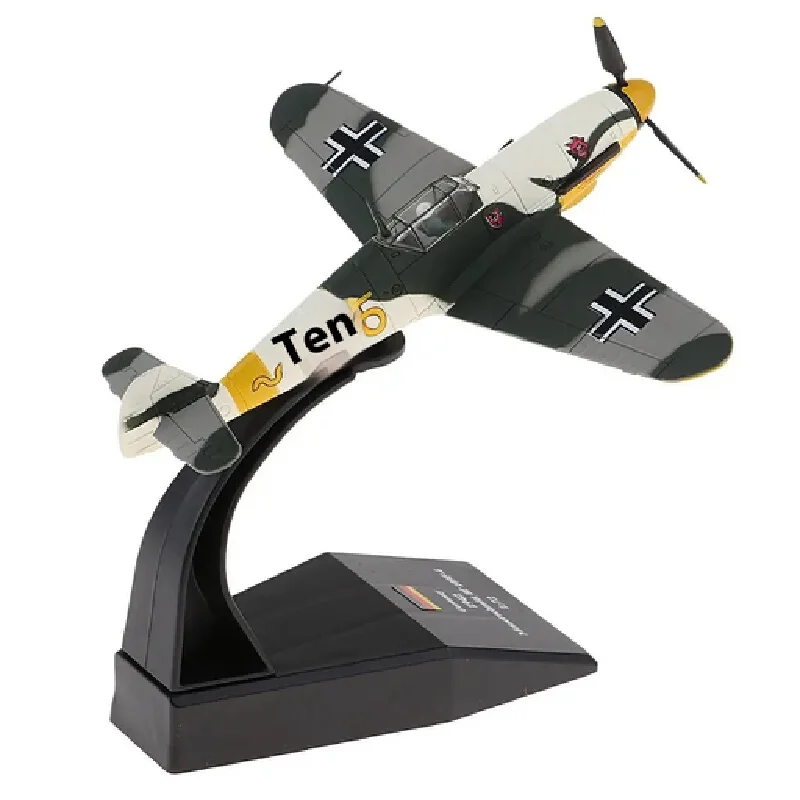 Odlewany model samolotu ze stopu 1:72 Bf109 niemiecka symulacja Wwii stopowy model samolotu myśliwskiego kolekcja wnętrz prezent świąteczny