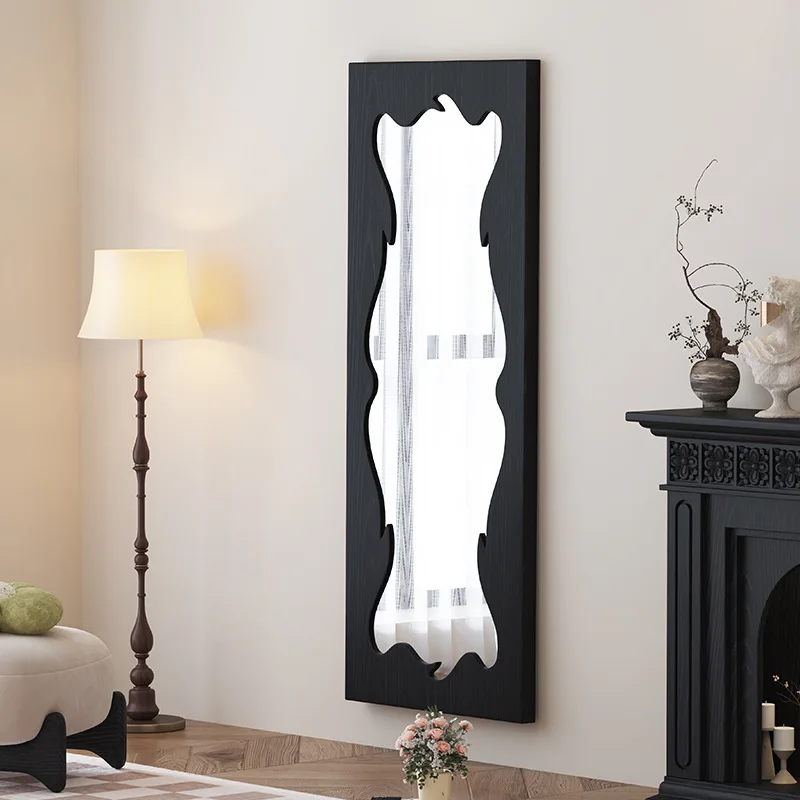 Household wall-mounted full-length mirror retro carved full-length mirror French wall-mounted floor-to-ceiling mirror c