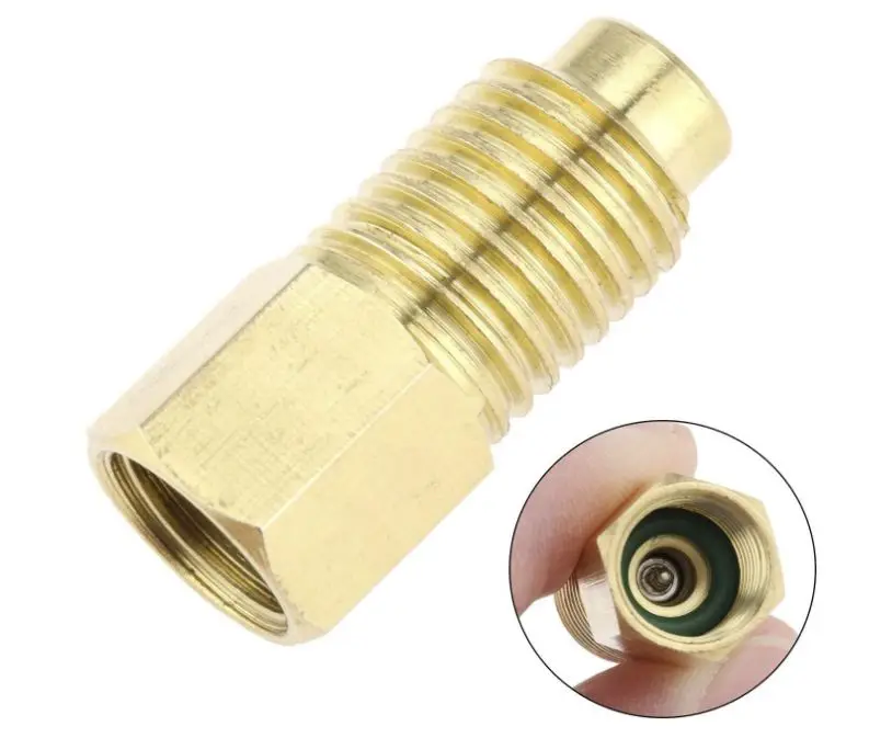 AC R134A Straight Refrigerant Tank/Vacuum Pump Adapter to R12 Fitting Adapter 1/4