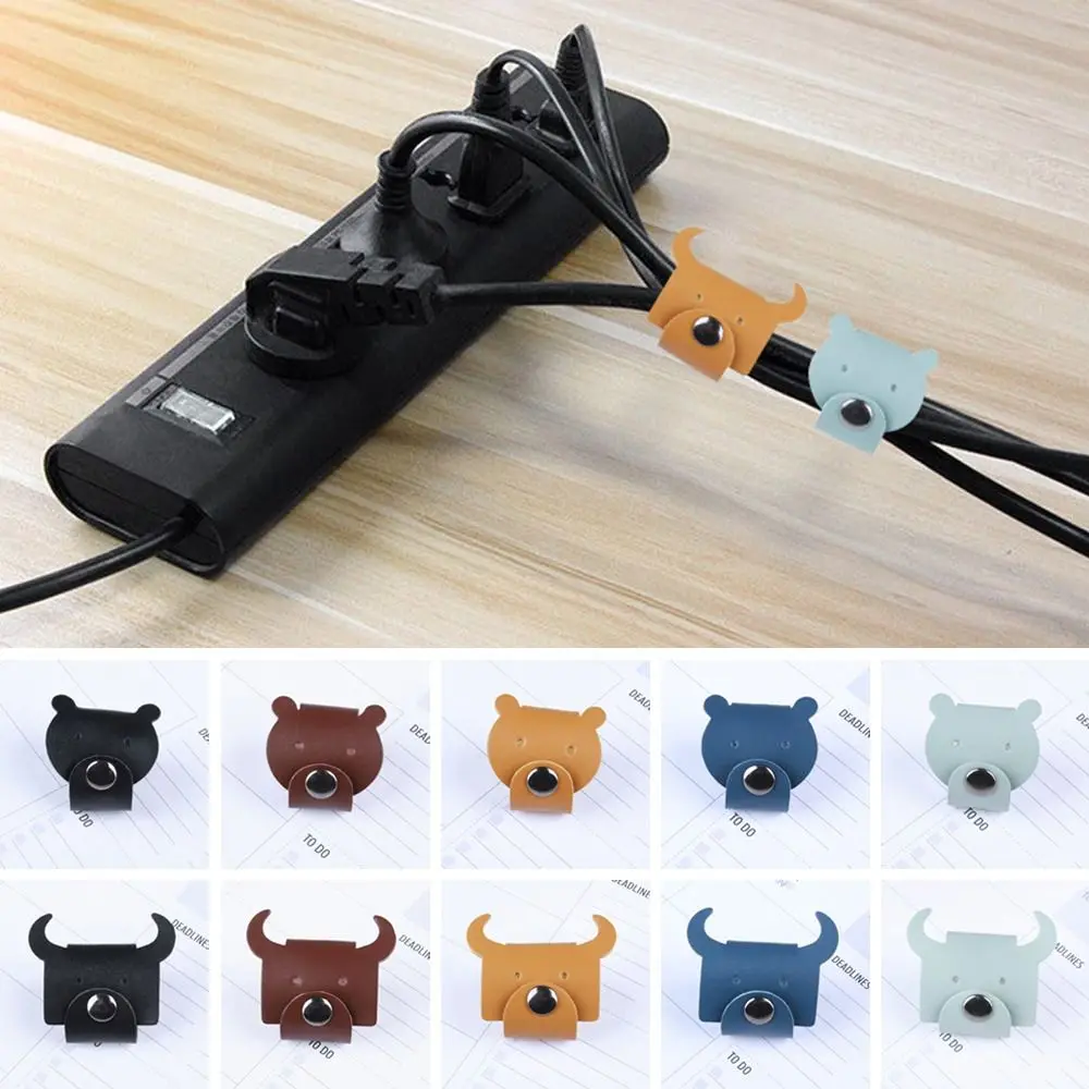 Mini Cable Winder Cartoon Leather Cord Organizer Cord Organizer Winder Tie Desktop Storage