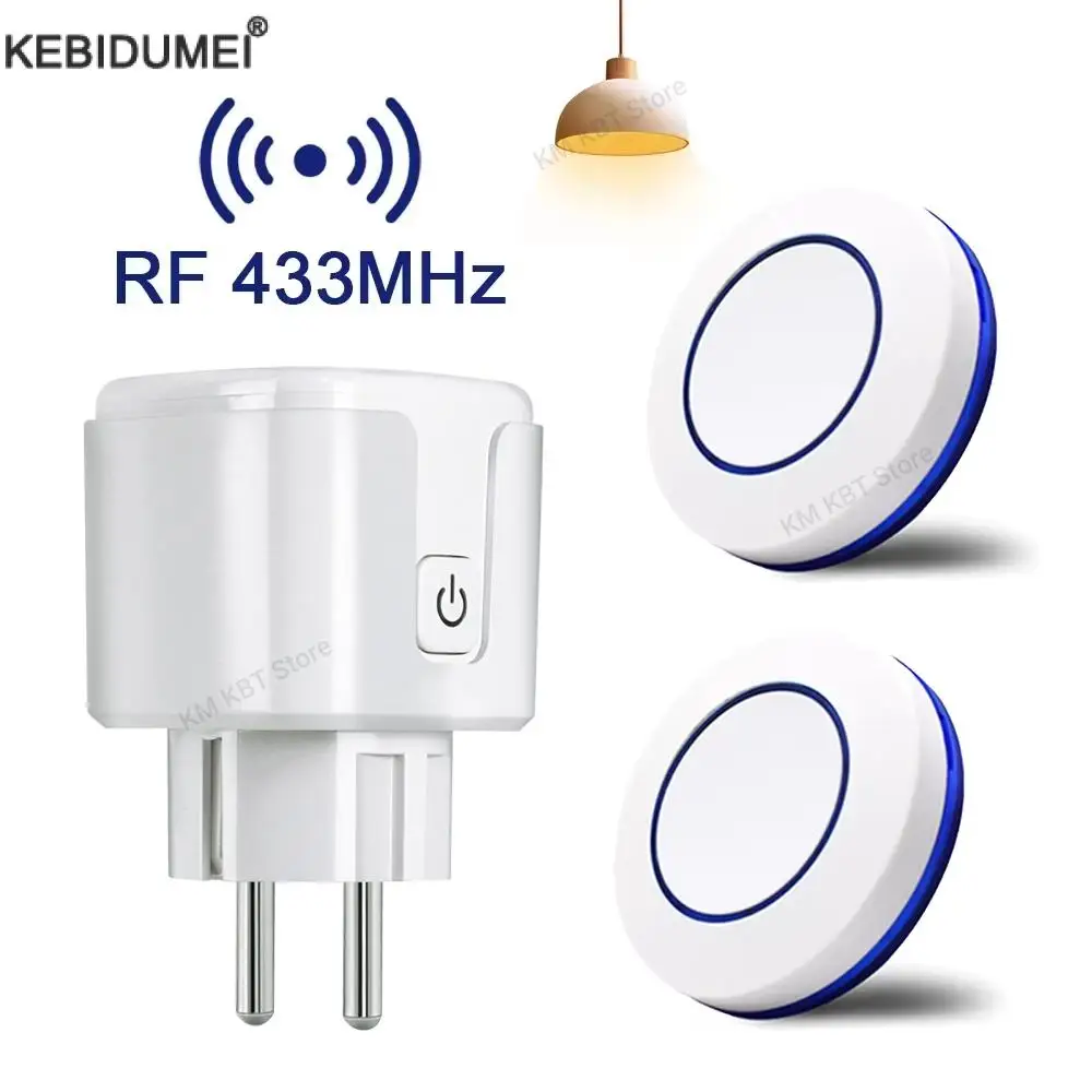 RF 433MHz Wireless Remote Control 220V 110V Relay Receiver Smart Socket Electric Plug Electrical Outlets For Light Lamp Home