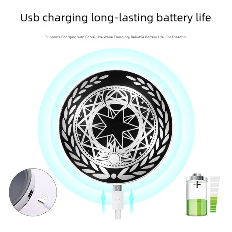Car Triangle Window Atmosphere Light Coaster Lamp Vibration Sensor USB Wireless Multi-color Logo LED Decoration Breathing Light view 3