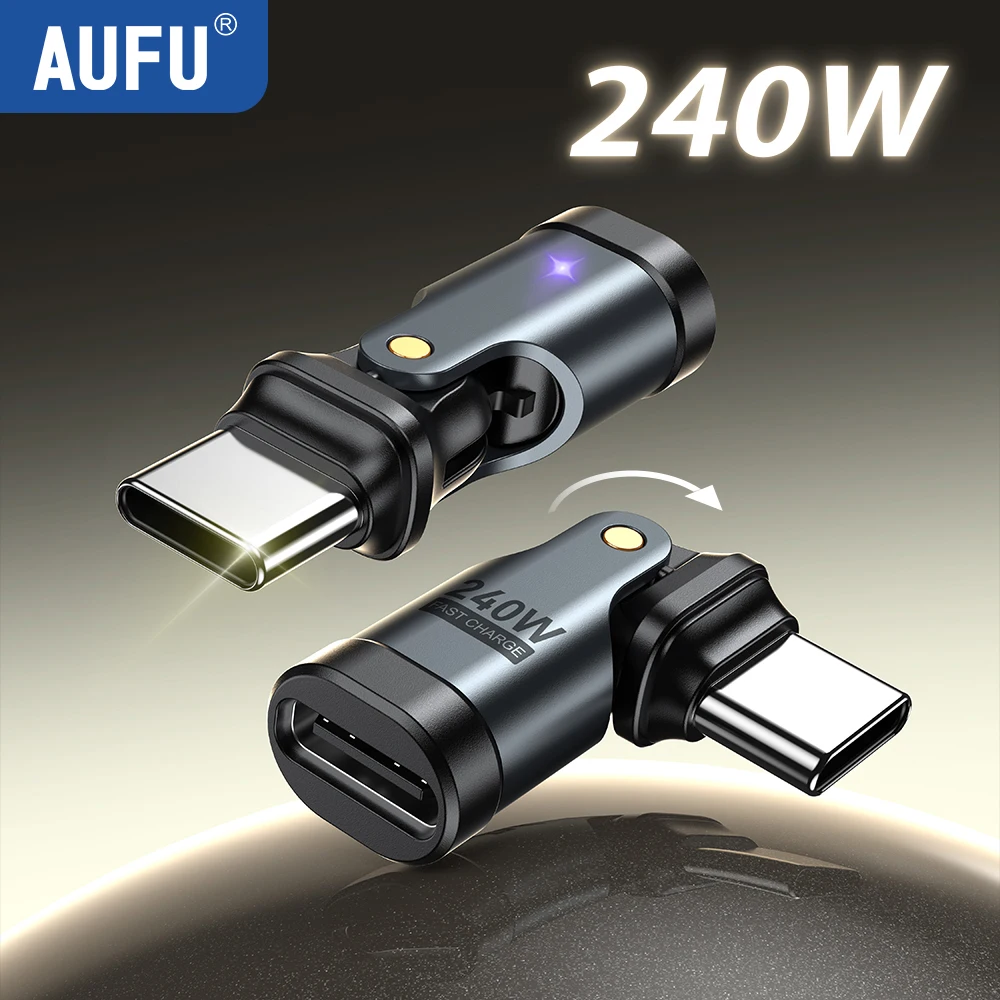 AUFU 240W OTG Type C Adapter USB Type C Male to Type C Female Converter for iPhone 16 Macbook Laptop Fast Charging OTG Connector