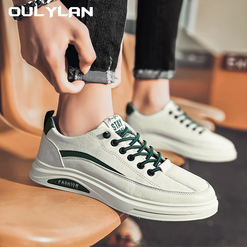 

Oulylan New Men's Board Shoes Casual Sneakers Trendy Men's Board Shoes Leather Fashion Sports Shoes