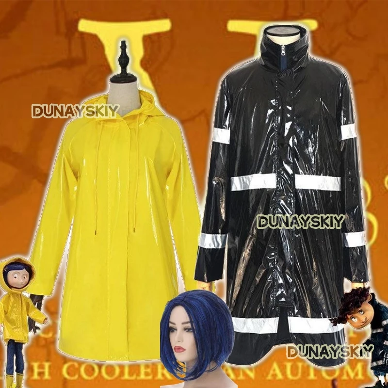 Costume de Cosplay Coraline The SecExamen Door, film de dessin animé, Coralin, Wybie, Lovat, robe à capuche, veste, manteau, imperméable imbibé, cadeau d'Halloween