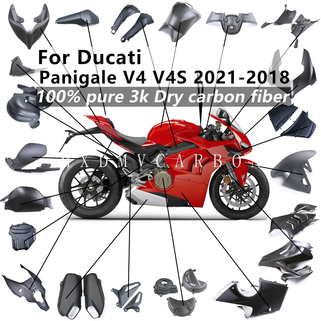 Für Ducati Panigale V4S V4 2021 2020-2018 Motorradteile 3K Trockencarbonfaser Kotflügel Verkleidung Bauchverkleidungen Abdeckungen Komplette Verkleidungssätze