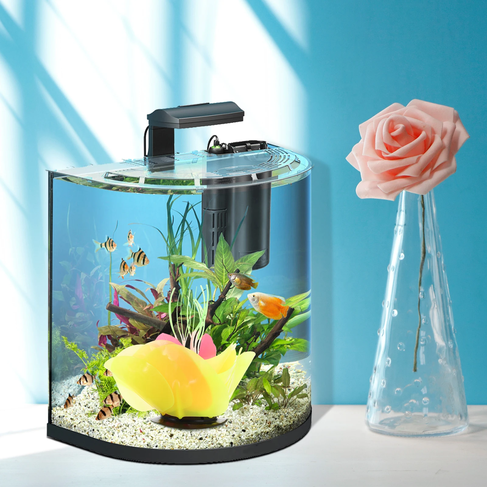 

Glow Coral Aquatic Plants for Aquarium Cute Fish Tank Decor Faux Crawl Reef Decorations Silica Gel