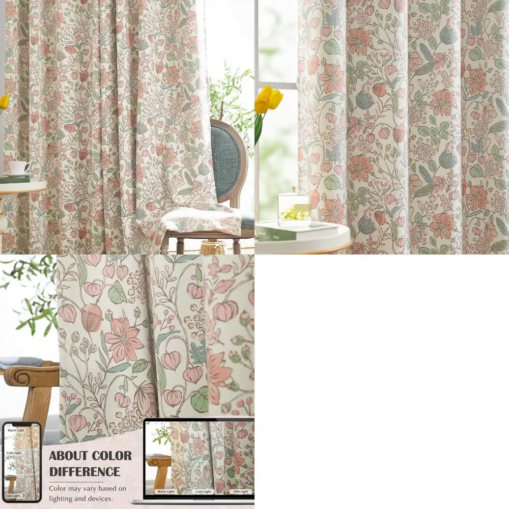 

Розовые шторы с цветочным узором, 95% затемнение, длина 213 см, на люверсах, комплект из 2 панелей для детской комнаты и гостиных