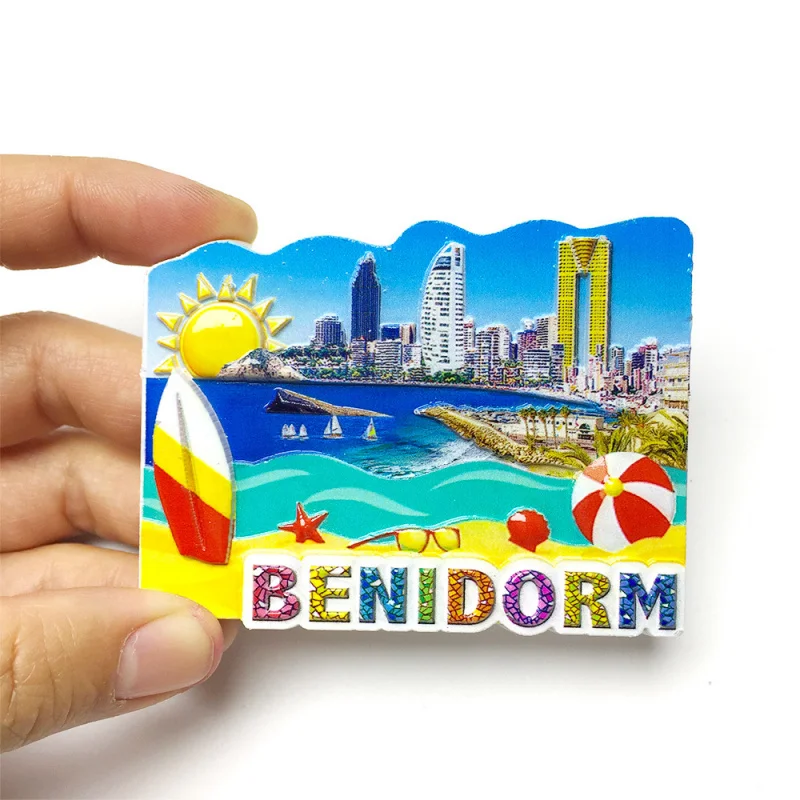 

Benidorm, Spain City Landmark Building Scenery Cultural and Creative Refrigerator Magnets Travel Home Decoration Souvenirs