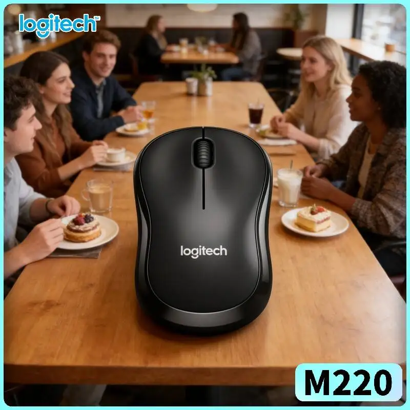 Logitech M220 Wireless Mouse Silent Taps USB Dongle 10m Distance Ergonomic Design Comfort Working Hours Office Home Accessory