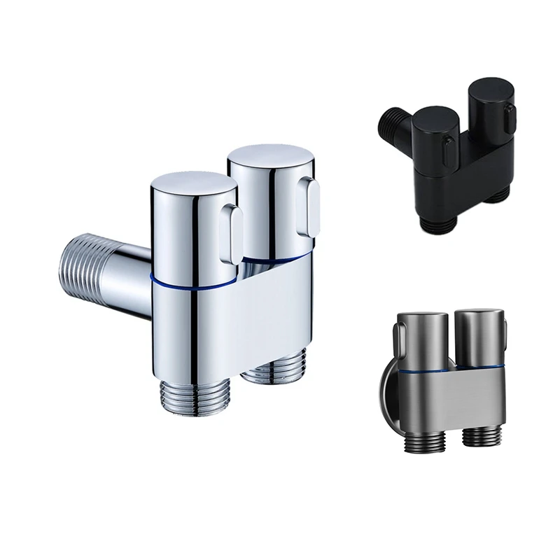 Mini Multi-Function Faucet Brass 1 Into 2 Out Dual Control Washing Machine Chrome Tap For Washing Machine And Toilet