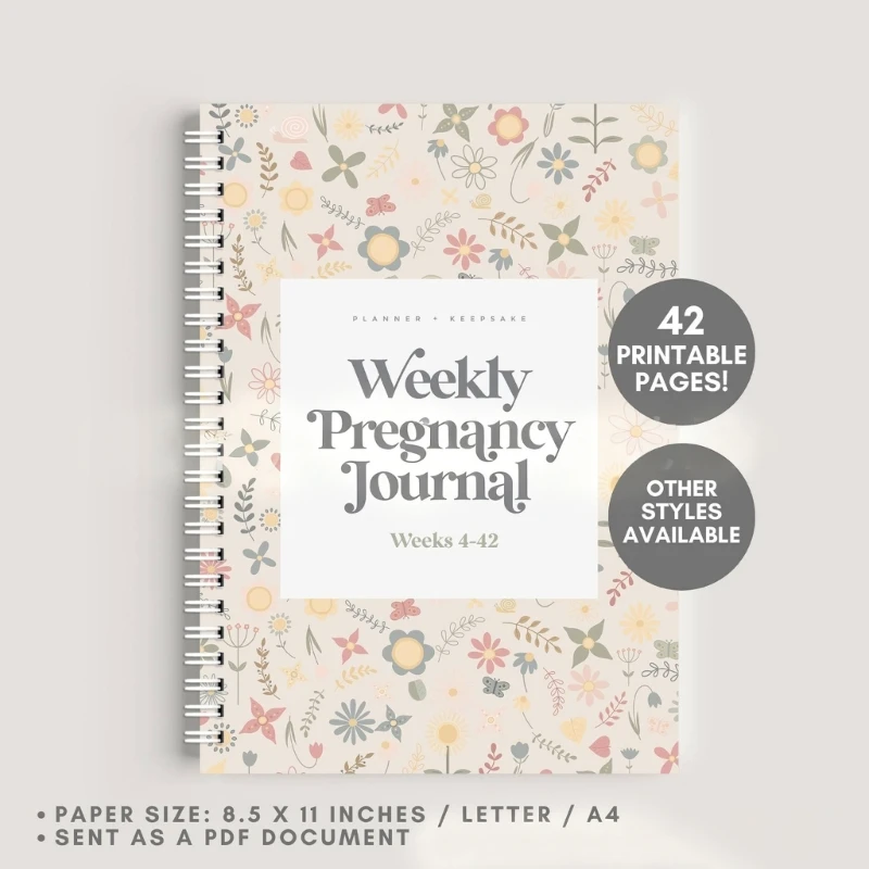 4-42 Week Pregnancy Journal Notebook for Recording Meals Exercises Appointments 