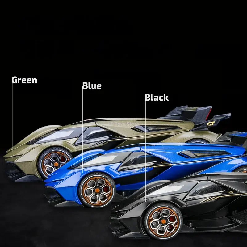 1:22 Lamborghini Vision Gran Turismo V12 GT Diecast Metal Alloy Model car Sound Light Pull Back Collection Toy Gift  car model