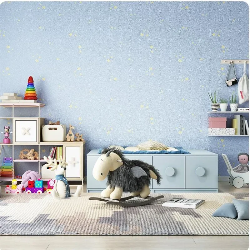 Cartoon Starry Sky Wallpaper Children's Room Wallpaper Boys' Bedroom Girls' Non woven Fabric Non Self adhesive wall paper