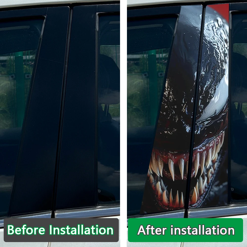 Graffiti Venom Car Stickers Auto B Pillar Waterproof Cool Decoration Cover Scratches Sunscreen Car Doors Pillar Vinyl Decals