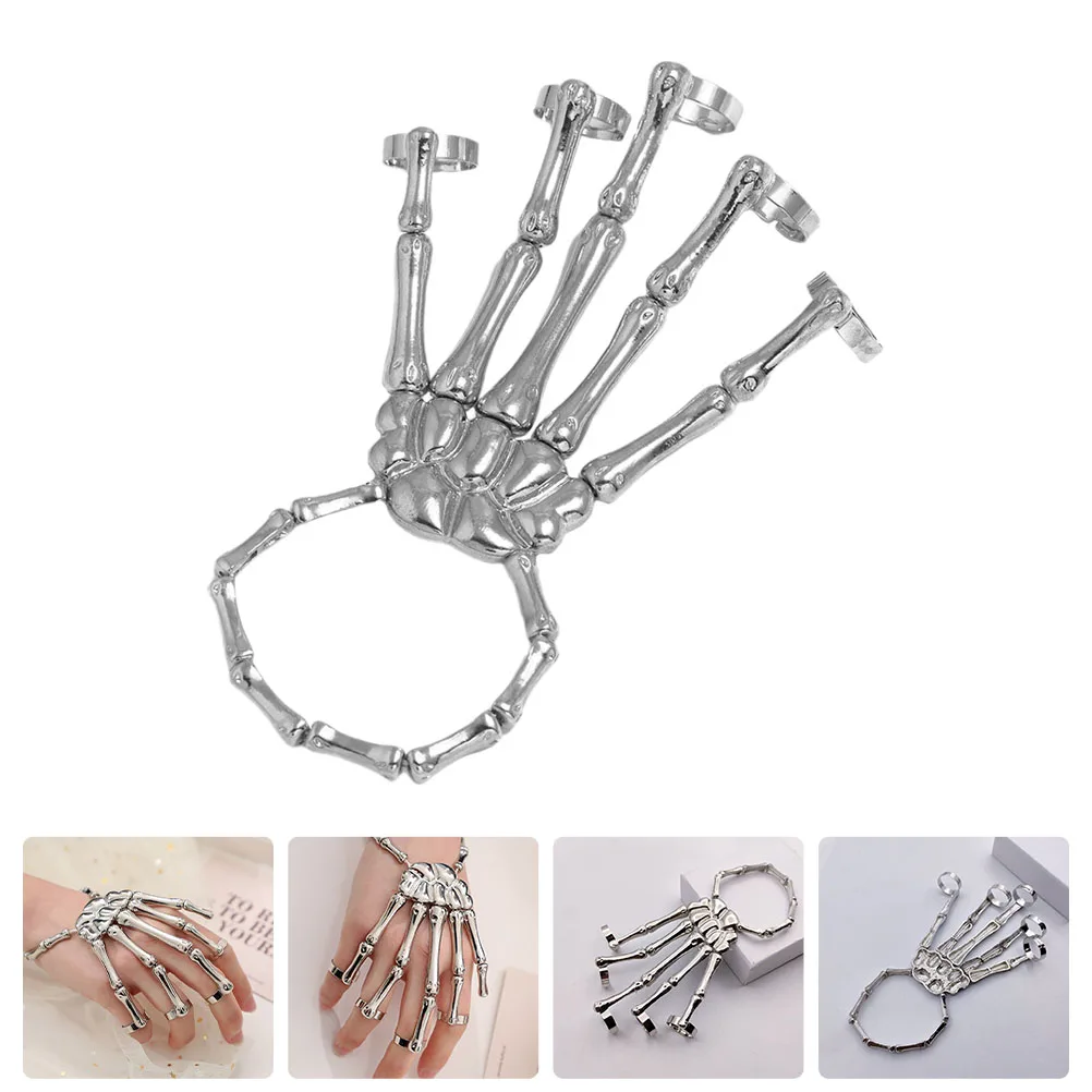

2pcs Punk Bracelet Skull Alloy Hand Chain For Party Cosplay Gothic Halloween Cool Accessories Hand Jewelry