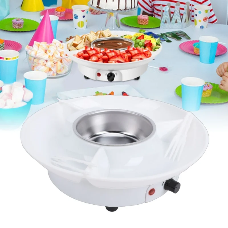 Electric Fondue Pot Set Chocolate Fondue Kit Detachable Serving Tray 10 Roasting Forks For Parties Date Night