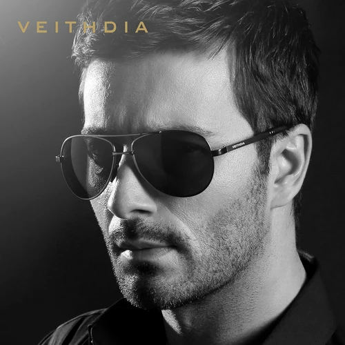 Imagen 2 del producto VEITHDIA, gafas de sol polarizadas UV400 para hombre, gafas de diseño Vintage, gafas de sol clásicas de moda para conducir al aire libre para hombre VT1306