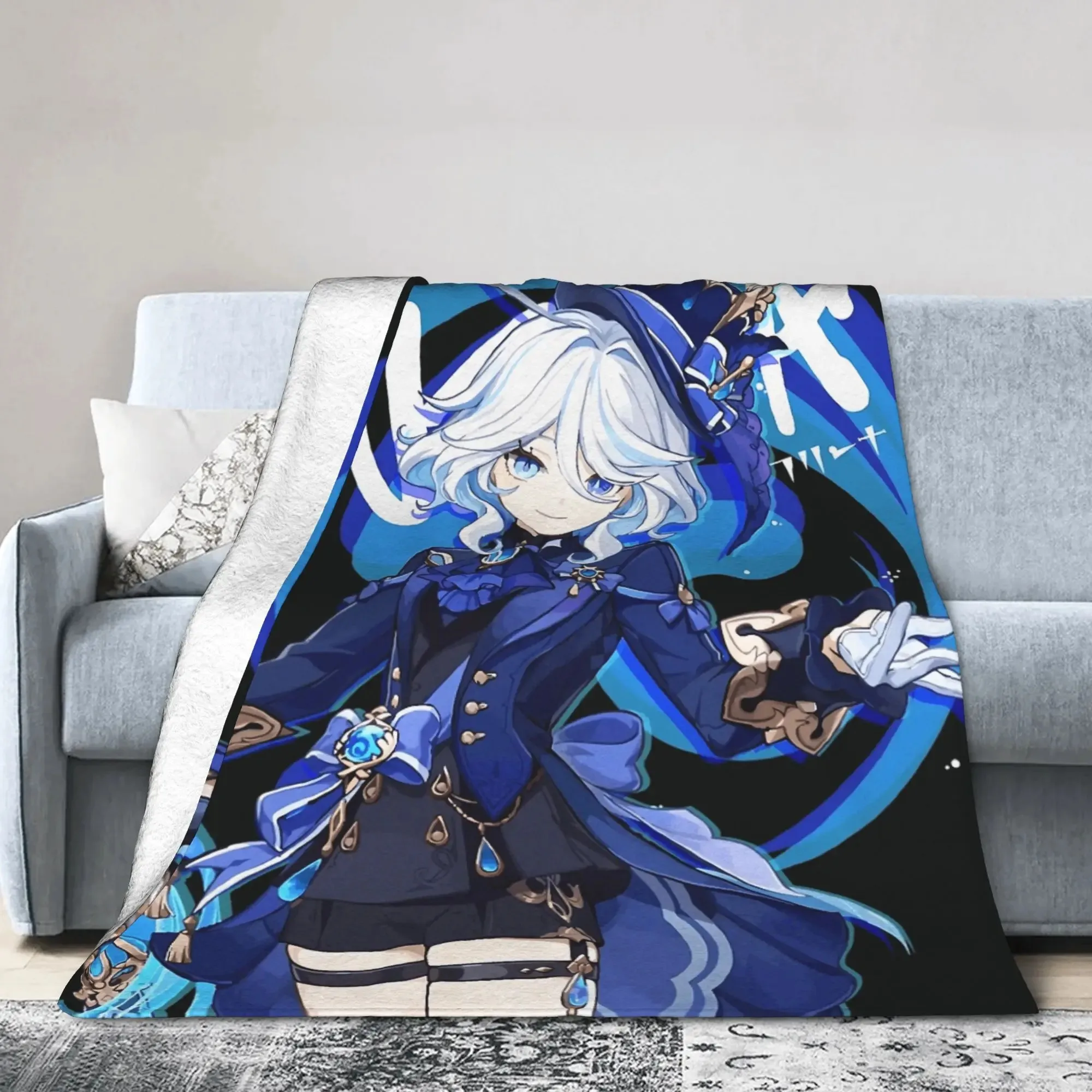 

Одеяло Genshin Impact, фланелевое одеяло, чехол для кондиционера, одеяло для офиса, одеяло для сна, повседневный вязаный диван с принтом для гостиной