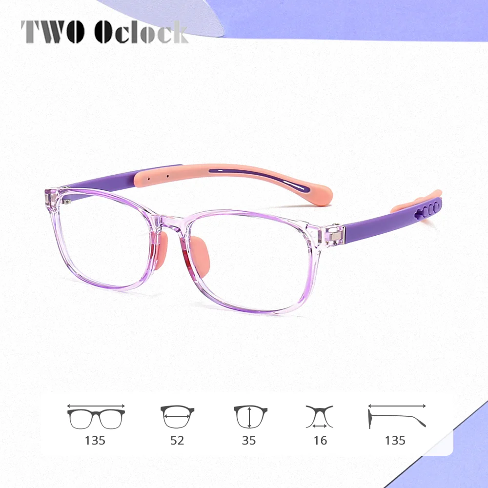 Ultra-light Flexible Kids Glasses Frames Boy Girl Square Anti Blue Light Clear Eyeglass Medical Prescription 0 Diopter Glasses