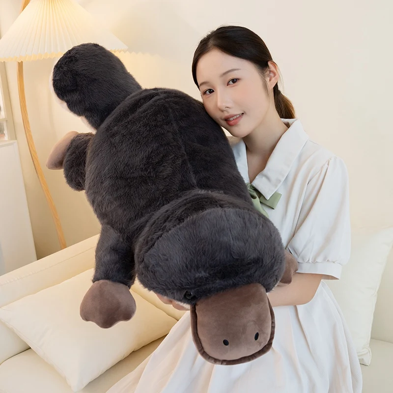 Simulation High Quality Platypus Plush Doll Pillow Super Soft Grey Platypus Lying Duck Plush Toy Gift