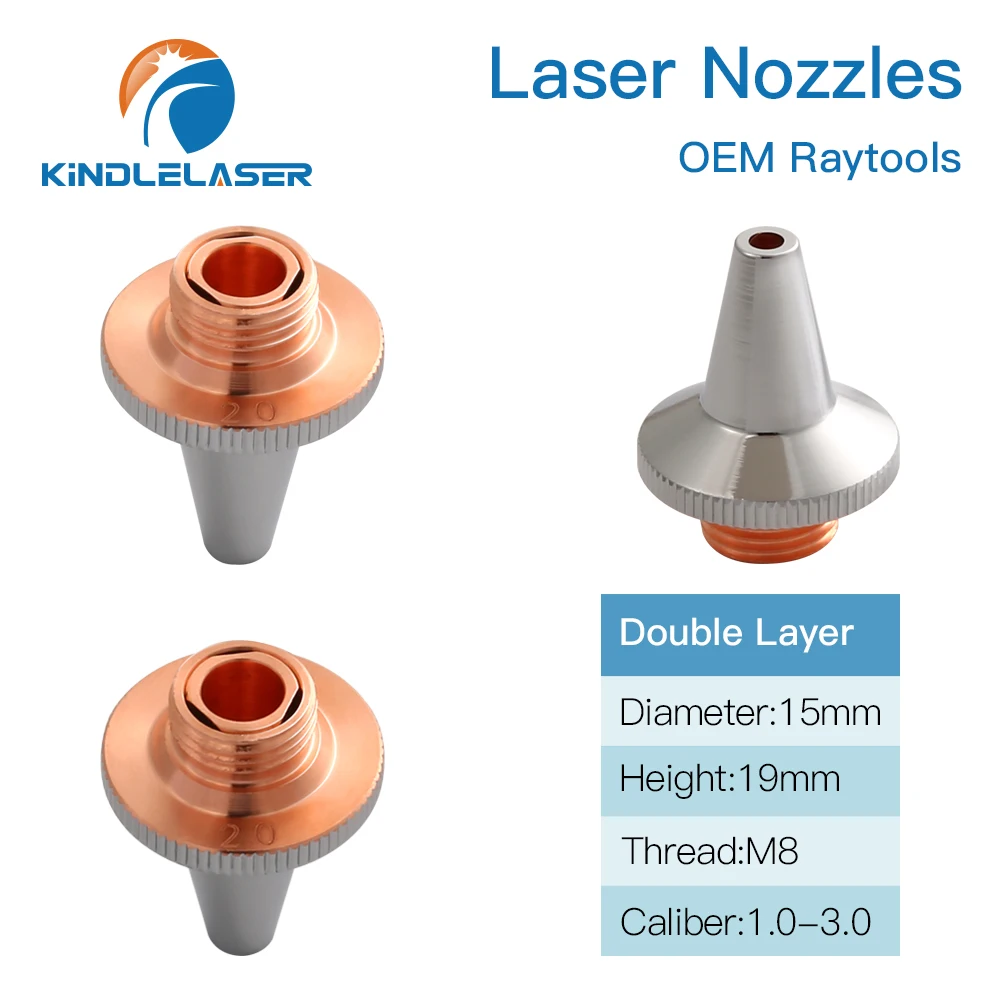 Imagem -02 - Kindlelaser 3d Laser Bocal m8 Dia.15 mm H19 mm Raytools 3d Único & Dupla Camada de Corte Bocal para Raytools 3d Bt240s Bm109