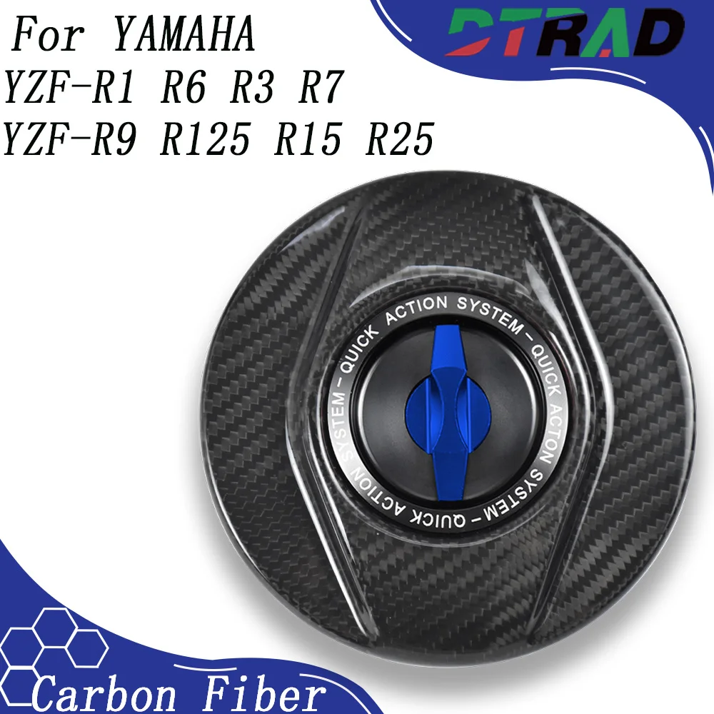 Carbon Fiber Keyless Fuel Tank Cap For YAMAHA YZF-R1 R6 R3 R7 R9 2025 YZF-R125 R15 R25 Airbox Key Plug Quick Lock Oil Gas Cover