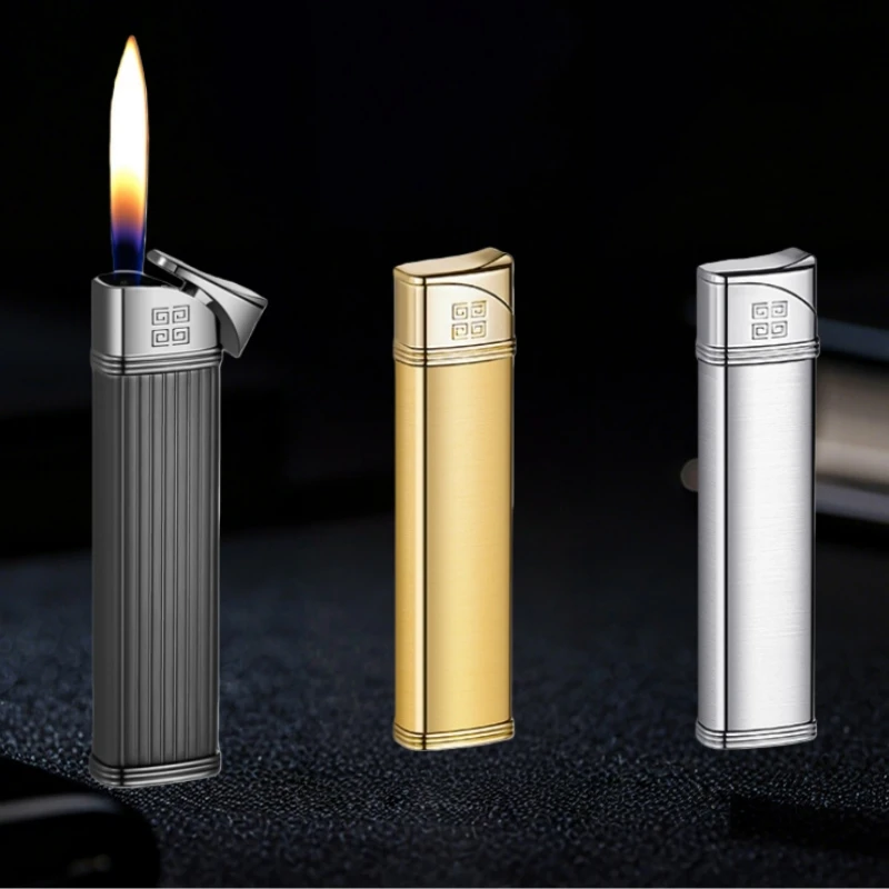 

Portable Windproof Mini Inflatable Lighter Outdoor Metal Direct Spray Flame Butane Smoking Accessories Men's New Smoking Gift