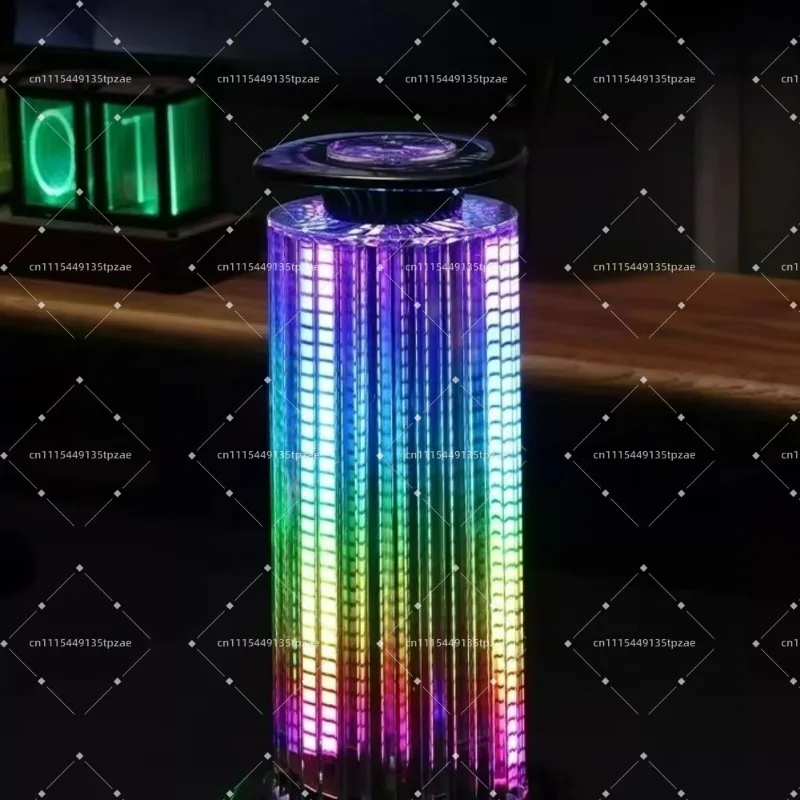 RGB Voice Controlled Music Pickup Light LED Rhythm Spectrum Ambient Light Living Room Desktop 4D Panoramic 360 ° Decor