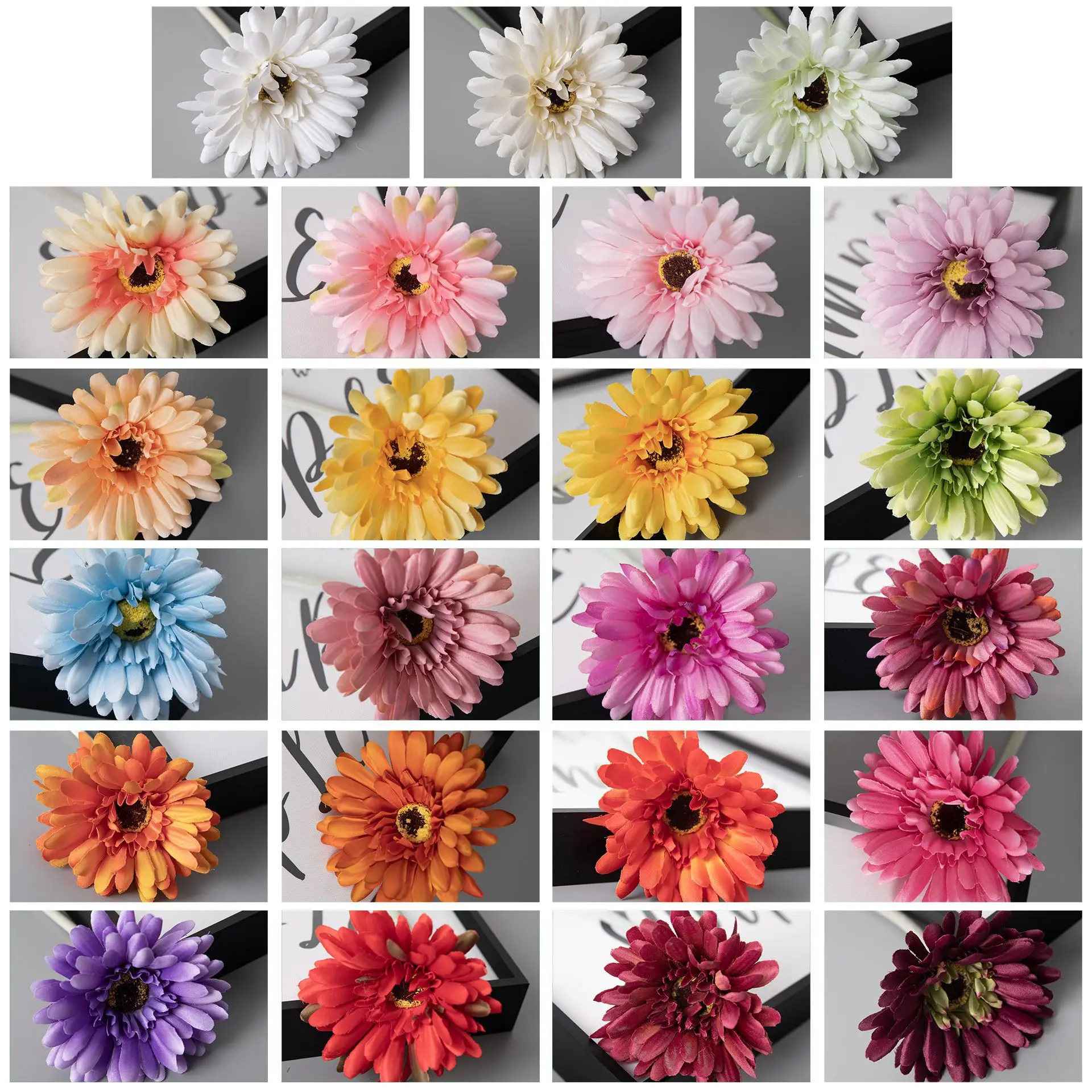 55cm Künstlicher Gerbera-Blumenzweig Seiden-Sonnenblume Heim-Garten-Dekoration Hochzeit Weihnachten Festival Party Zubehör Flores