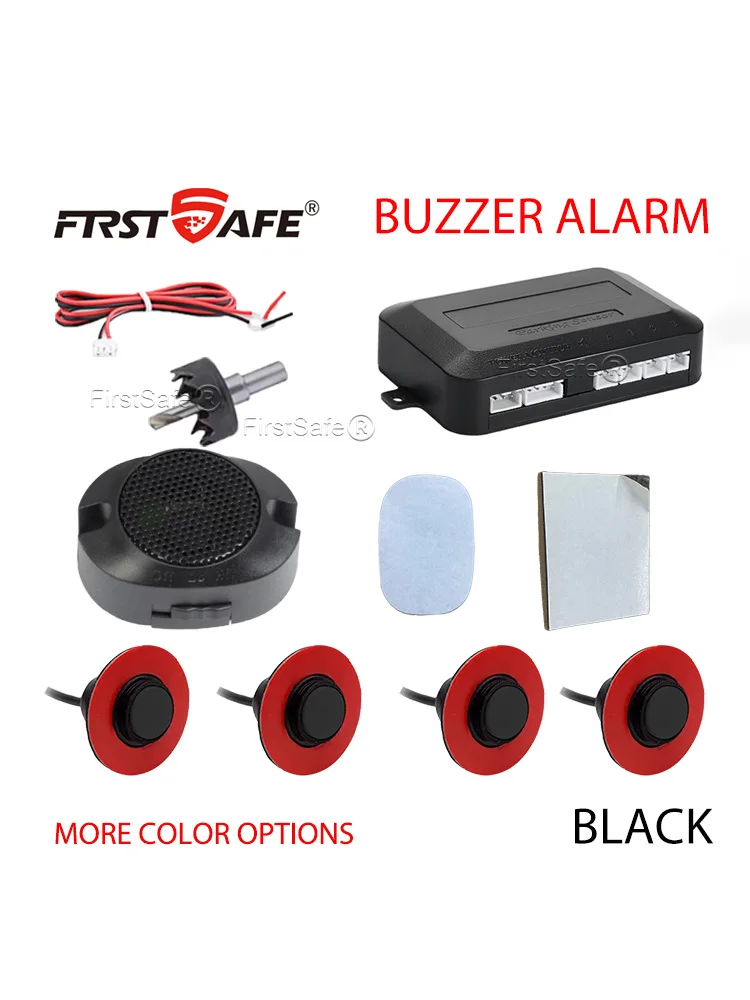 Kit de capteurs de stationnement à sonde plate 12V 16,5 mm, 4 capteurs, détecteur sonore, radar de recul, accessoires de sécurité universels pour voiture