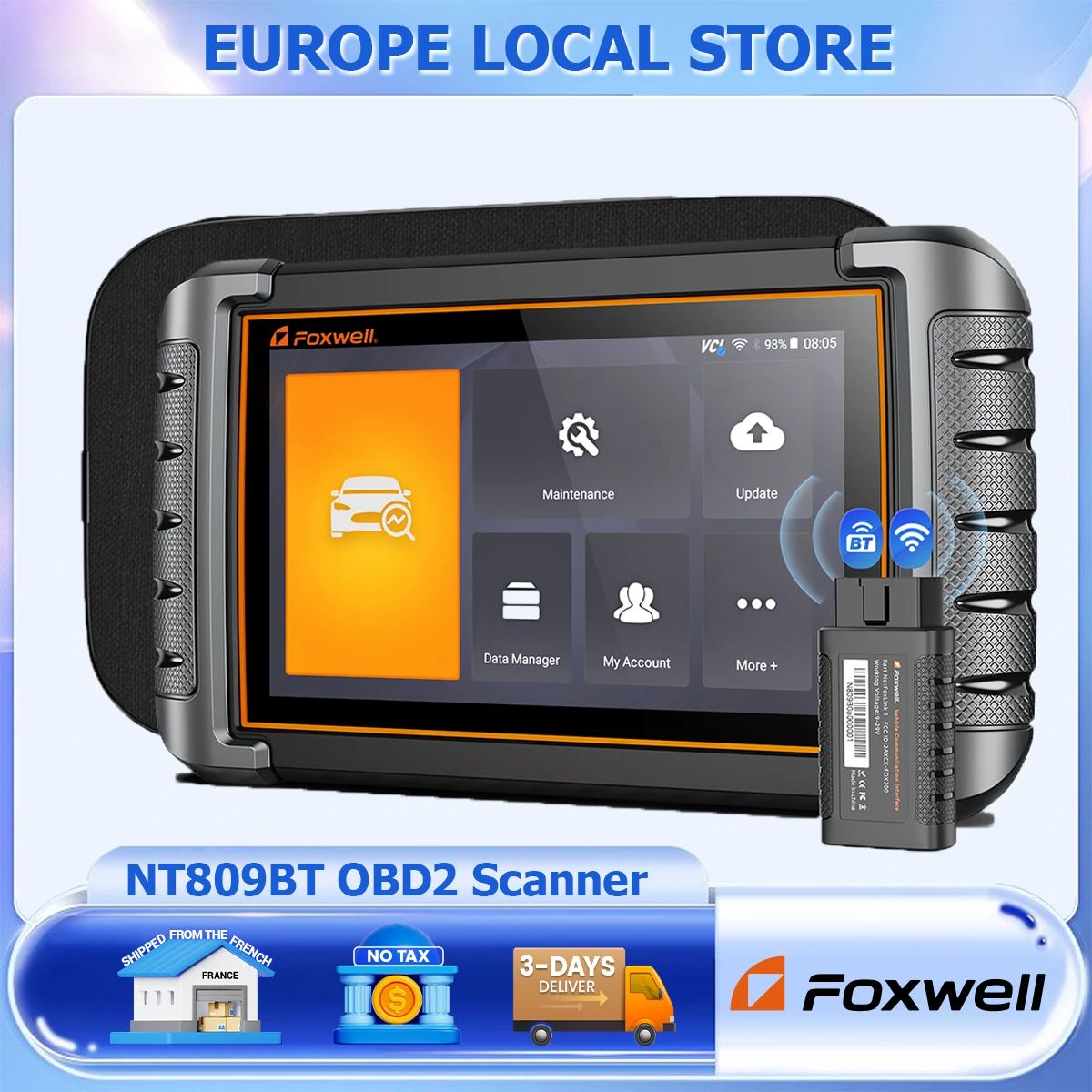 FOXWELL NT809BT Bidirectionele Scantool OBD2 Scanner 30 Reset Draadloos Alle Systeem Codelezer Auto Automotive Diagnostische Tool