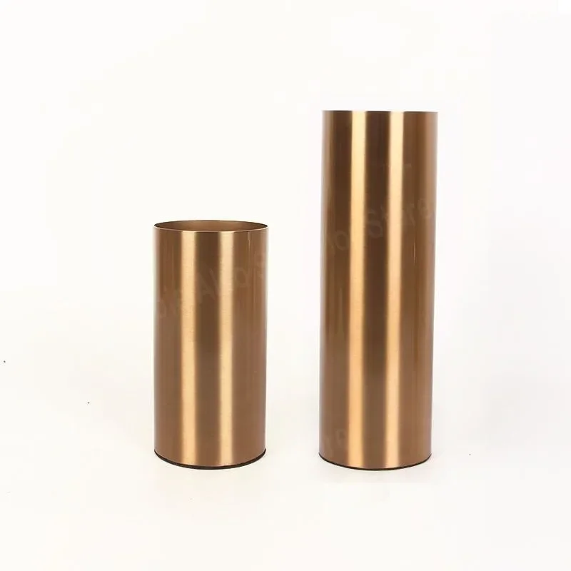 Nordic simple vase living room cylinder metal electroplated brass home decoration light luxury flower arrangement ornament