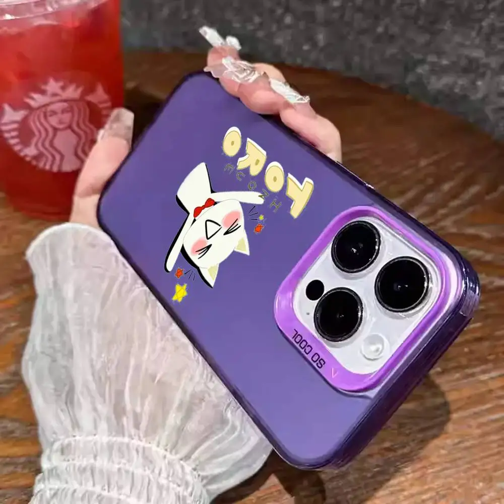 1pc Cute T-Toro I-Inoue Cat Phone Case Laser IMD Color Silver Shell For IPhone 17 16 15 14 13 12 11 Air Pro Max Plus