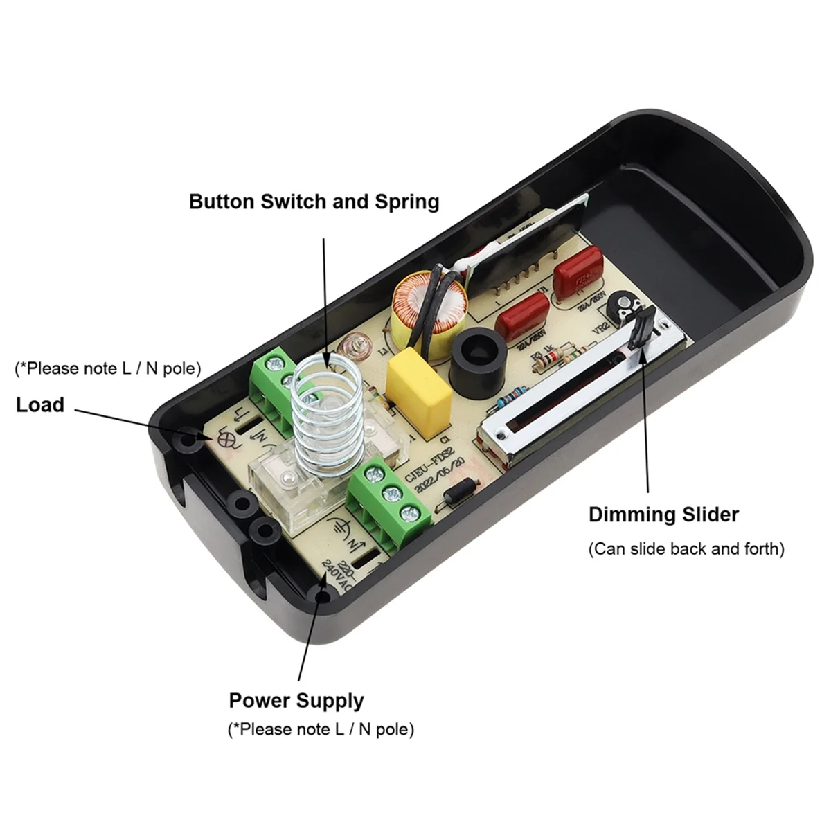 220V Foot Dimmer Switch Foot Operated LED Dimmer Switch Full Range Inline Slide Control Switch for Floor Lamp / LED Lamp