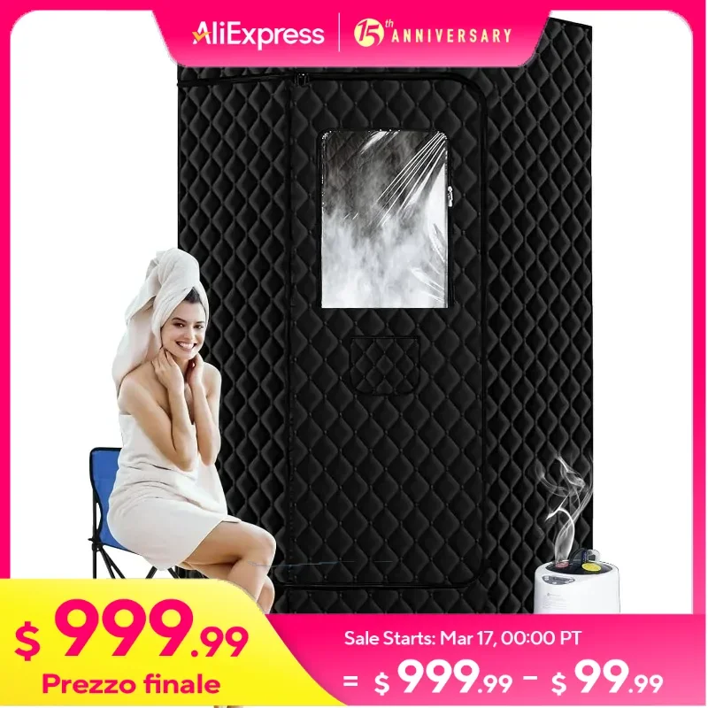 Caixa de sauna portátil, sauna pessoal a vapor para casa, tenda de sauna, tamanho completo, pentágono, sala de sauna com cadeira dobrável, tapete de suor