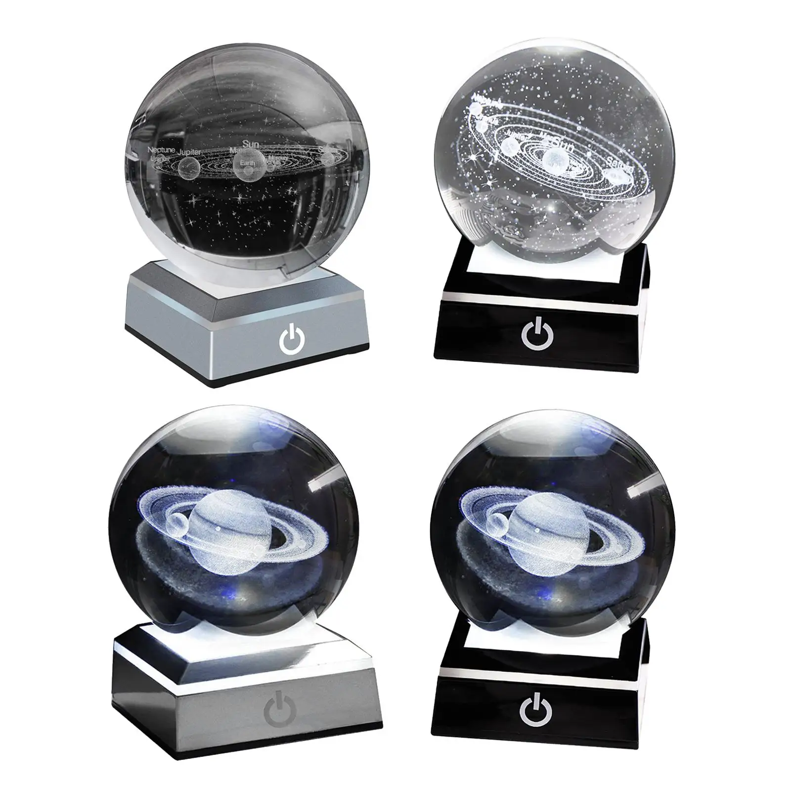 8cm 3D Galaxy Crystal Ball with LED Lamp Base Gifts for Home Decoration