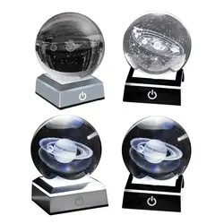 8cm 3D Galaxy Crystal Ball with LED Lamp Base Gifts for Home Decoration