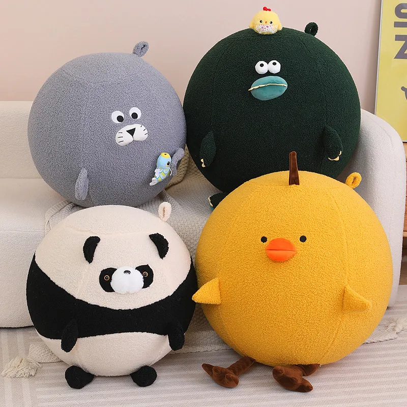 

1pc 50/60cm Cartoon Husky Dinosaur Chicken Panda Animal Plush Yoga Ball Throw Pillow Elastic Ball Toy