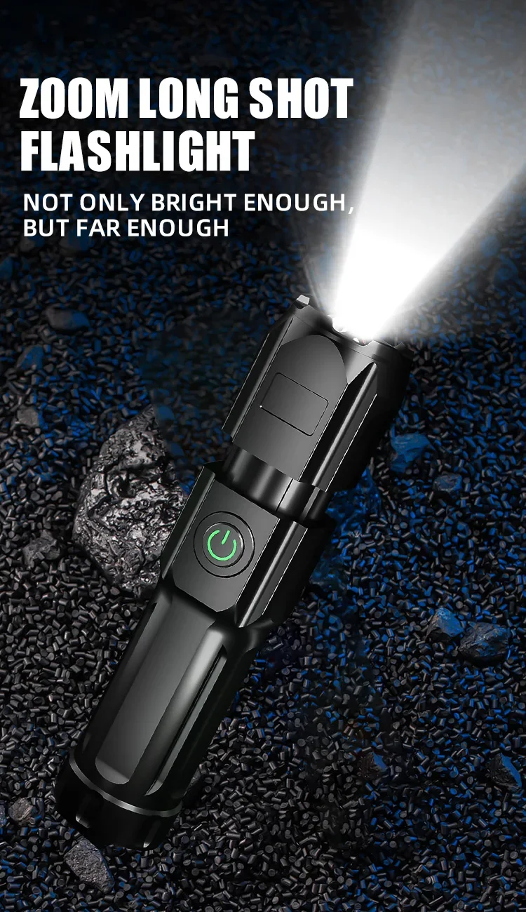Torcia a LED Ricaricabile,1000 Lumen Ricaricabili impermeabile tattica Potente Tasca dimmerabile 4 modalità regolabili super luminosa per Campeggio, Escursionismo (18650 Batteria Compresa