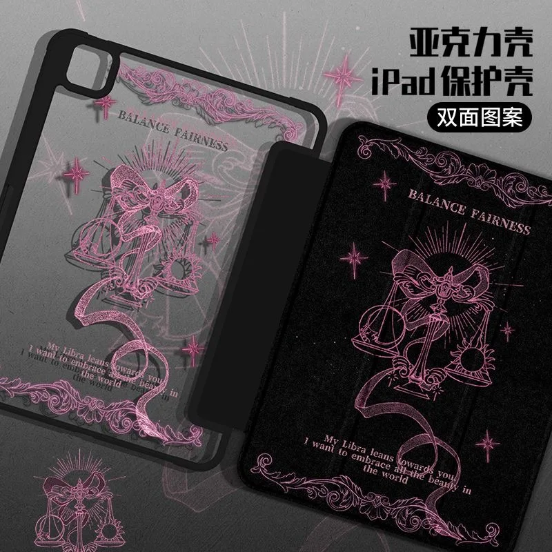 Funda protectora para iPad, funda plana de acrílico, tres pliegues, antiflexión