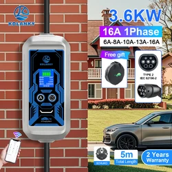 Kolanky EV-oplader 16A 3,6 kW/11 kW 32A 7,2 kW Type 2 Tuya-app-set Oplaadtijd Wallbox voor hybride auto's voor elektrisch voertuig Totaal 5M