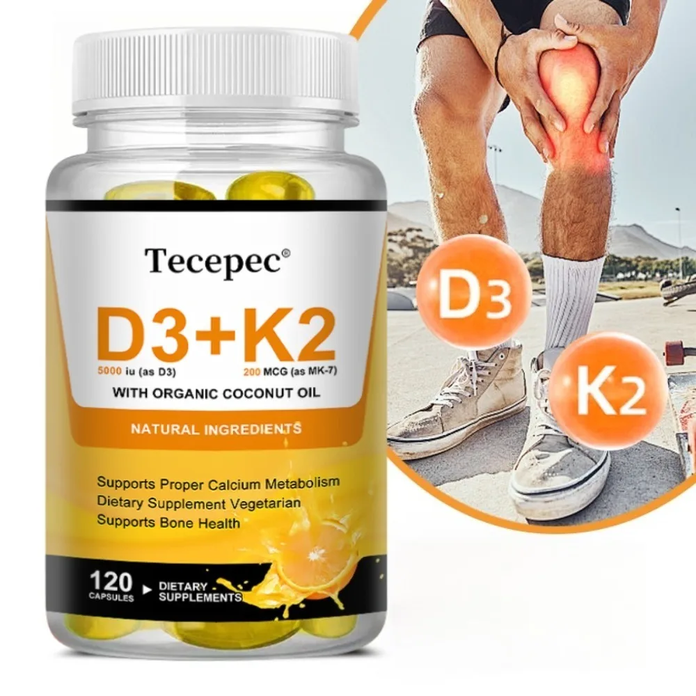 

Vitamin D3 and Vitamin K2 Capsules for Calcium Absorption, Bone Regeneration, Immune Support, Easy To Absorb
