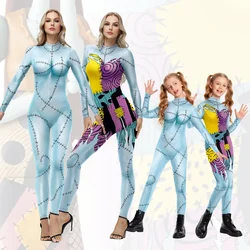 Halloween Catsuit Jumpsuit Family set Women Girl Cosplay Movie Disguise Sally Costume Carnival Party Matching Zentai Bodysuit