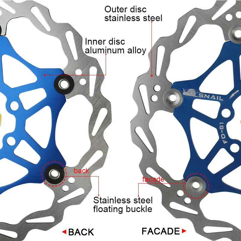 SNAIL 160/180/203mm Bicycle Floating Brake Disc Rotor cycling Bettery Bike Brake Accessories Ultralight Fit Shimmano Brakes