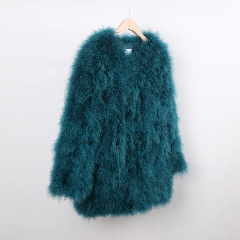 Fashion 100% Real Marabou Feather Fur Coat Ostrich Feather Women Jacket Elegant Luxury Autumn Winter Top Clothes