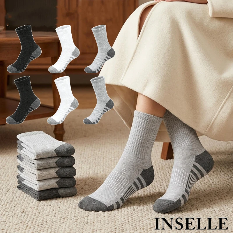 

【 6-pack 】 Men's mid length sports socks with anti odor, sweat absorbing, breathable, shock-absorbing, wear-resistant
