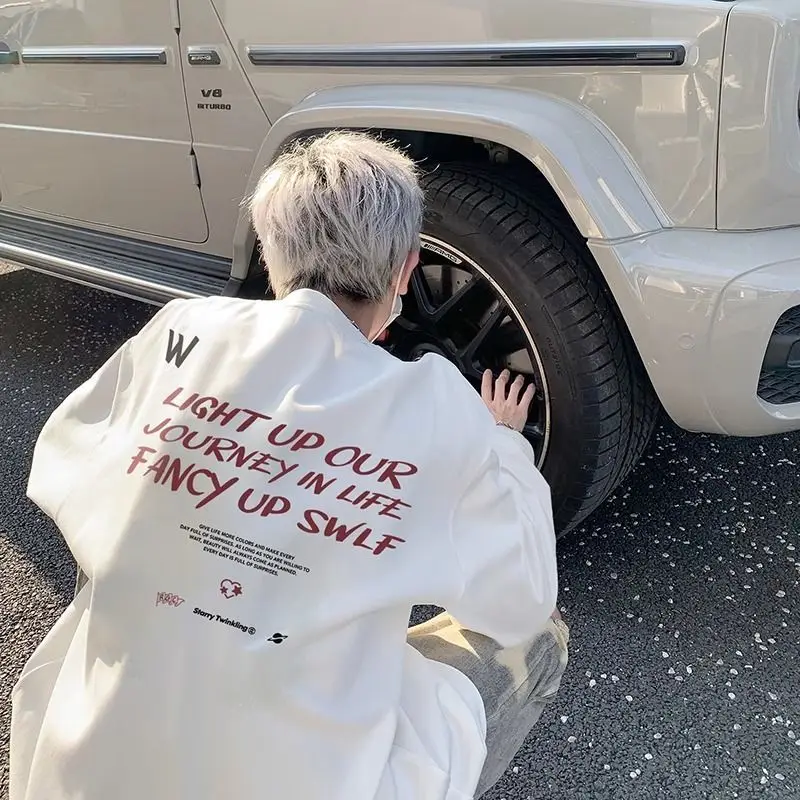 

Trendy Men's Long Sve round Ne Base irt Versatile High Street Autumn Winter Heavyweight Inner Wear Casual Sle Polyes...