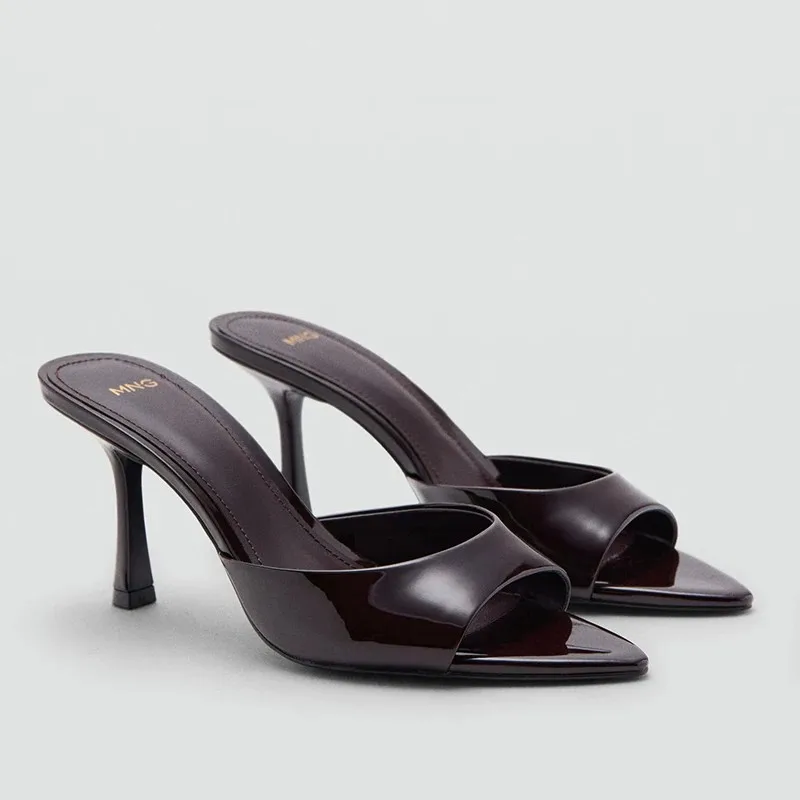 

Mango Women's High Heel Sandals 2026 Spring Summer New Painted Leather Effect Fashionable Elegant Style Outdoor Wearable Slip...